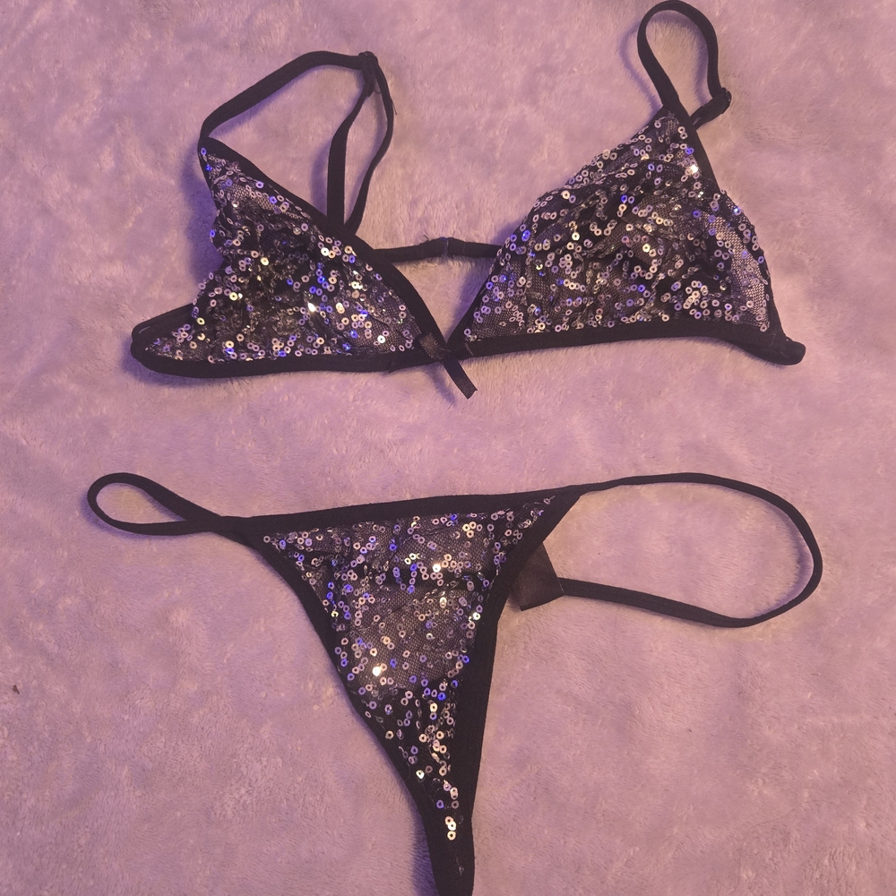 Rene Rofe Black Sequin Panty Set